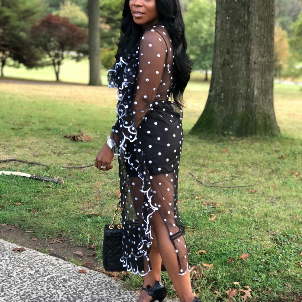 Black and white polkadot dress. Wore only once. - Picture 2 of 4